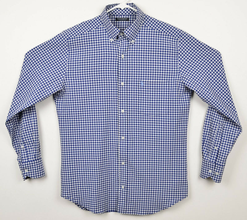 Tailorbyrd Men's Medium Polyester Spandex Blue Gingham Check Performance Shirt