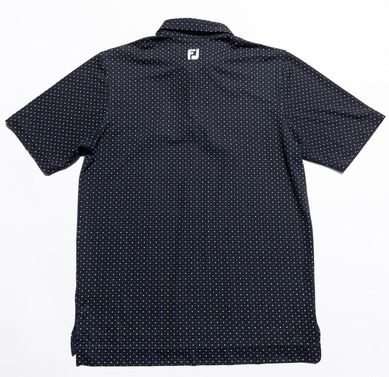 FootJoy Golf Shirt Men's Medium Athletic Fit Black Purple Polka Dot Wicking