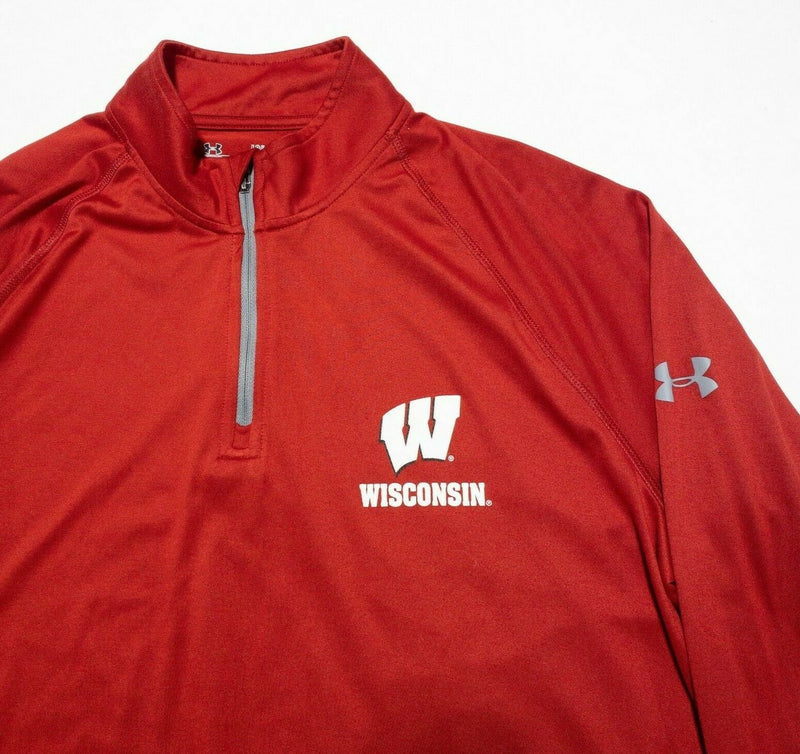 Wisconsin Badgers Under Armour HeatGear Men's Large 1/4 Zip Wicking Red Jacket