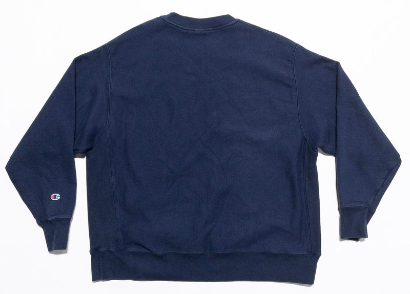 Champion Reverse Weave Sweatshirt Men's 2XL Pullover Crew Neck Solid Navy Blue