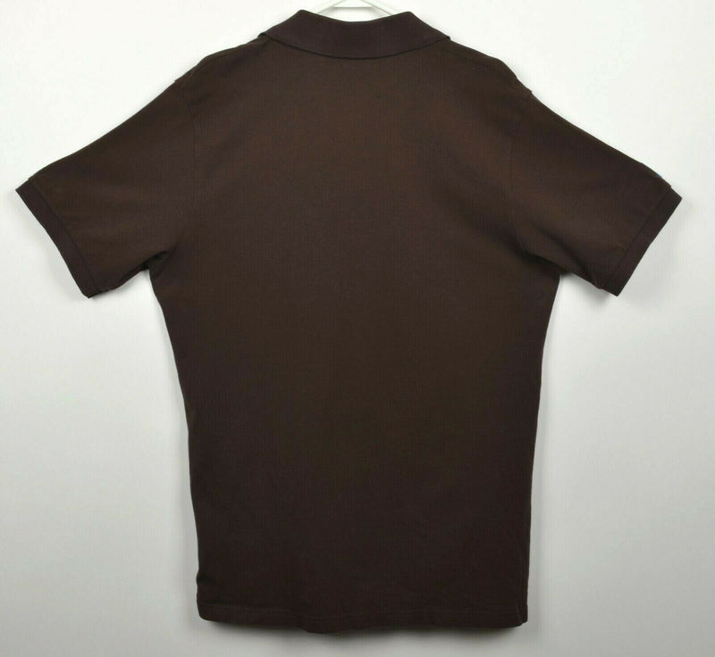 Porsche Design Men's Large Solid Brown Embroidered Logo Short Sleeve Polo Shirt