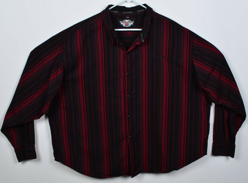 Harley-Davidson Men's 3XL Black Red Striped Embroidered Garage Mechanic Shirt