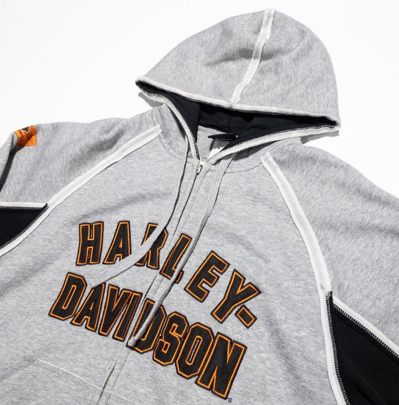 Harley-Davidson Full Zip Hoodie Men's Medium Gray Biker Logo Live Free H-D