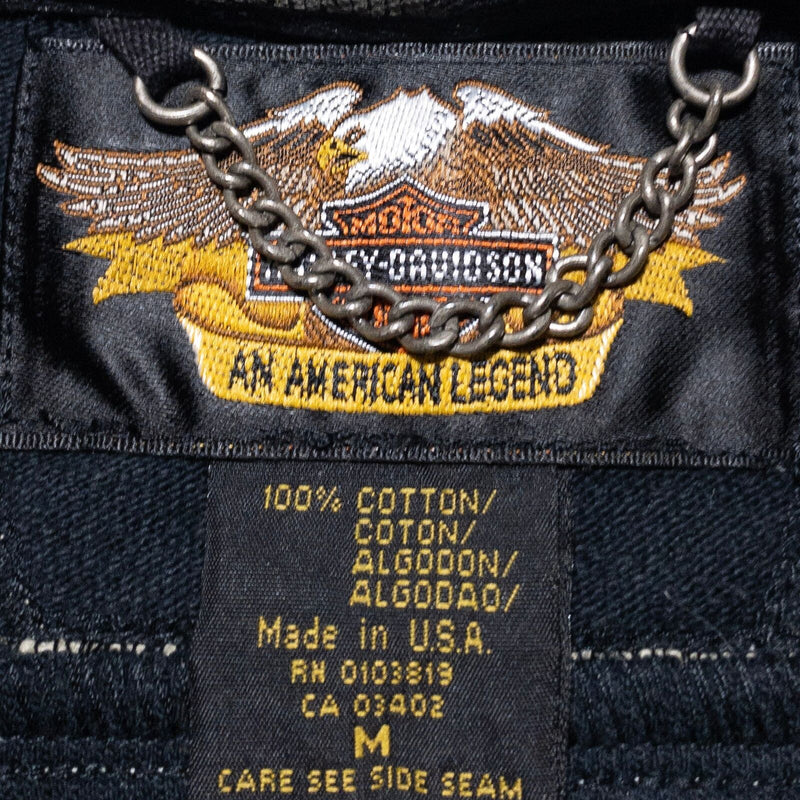 Vintage Harley-Davidson Sweatshirt Men's Medium HD Logo Black Cream Stripe