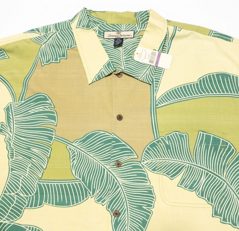 Tommy Bahama Silk Shirt XXL Camp Hawaiian Palm Away Floral Green Men's 2XL