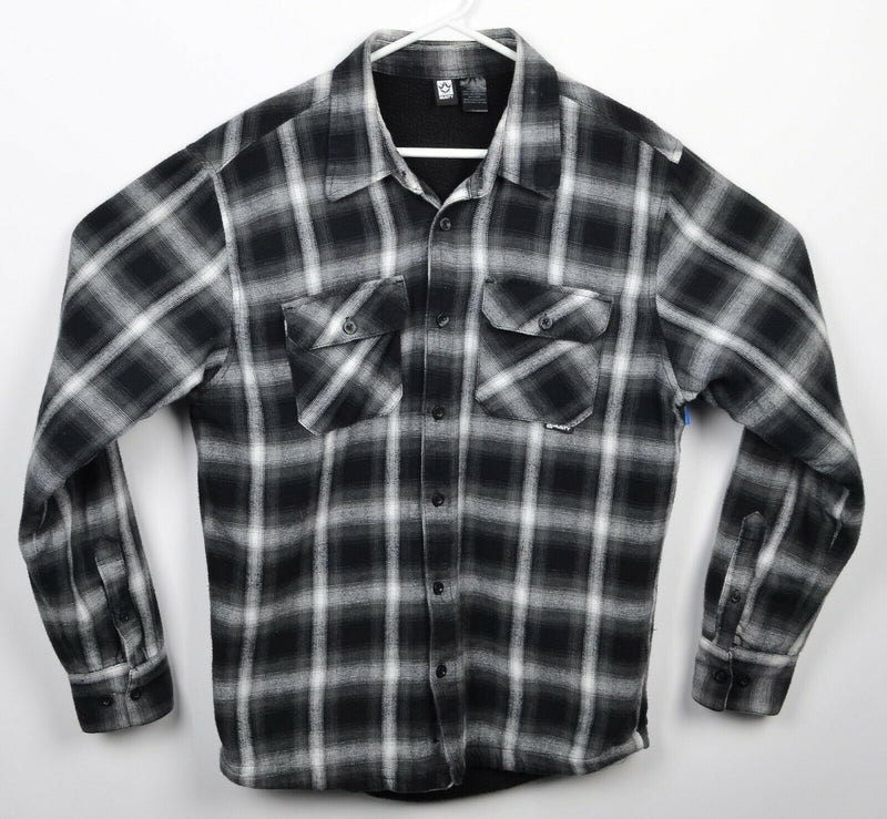 Rusty Men's Medium Sherpa Lined Plaid Flannel Surf Skate 90s Button-Front Shirt