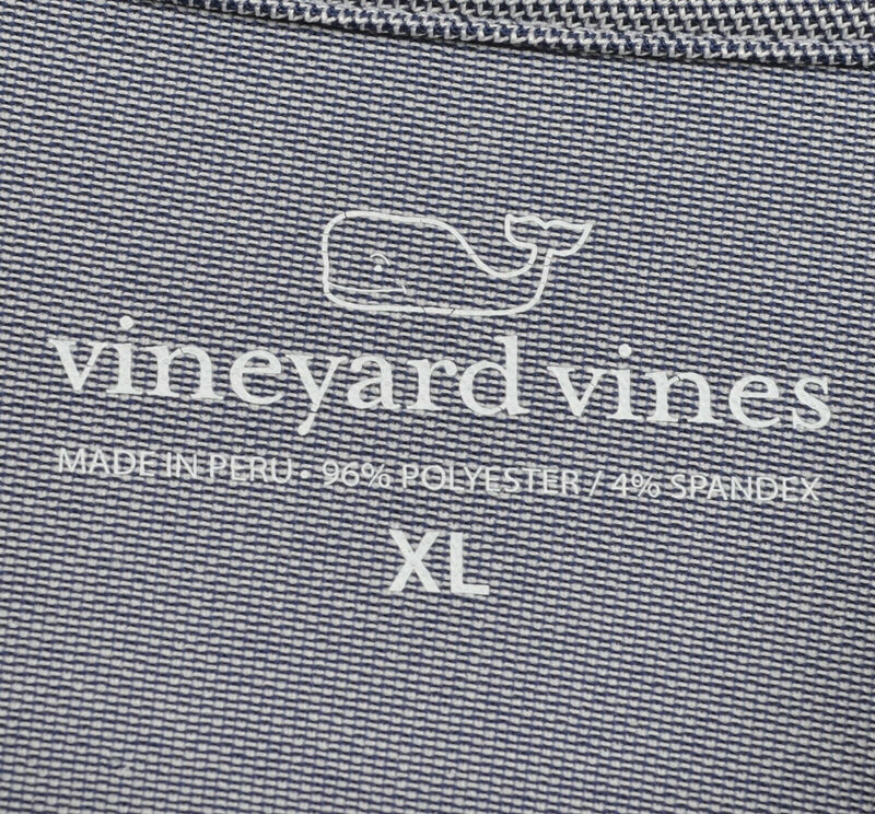 Vineyard Vines Men's Sz XL Whale Logo Gray Polyester Long Sleeve Golf Polo Shirt