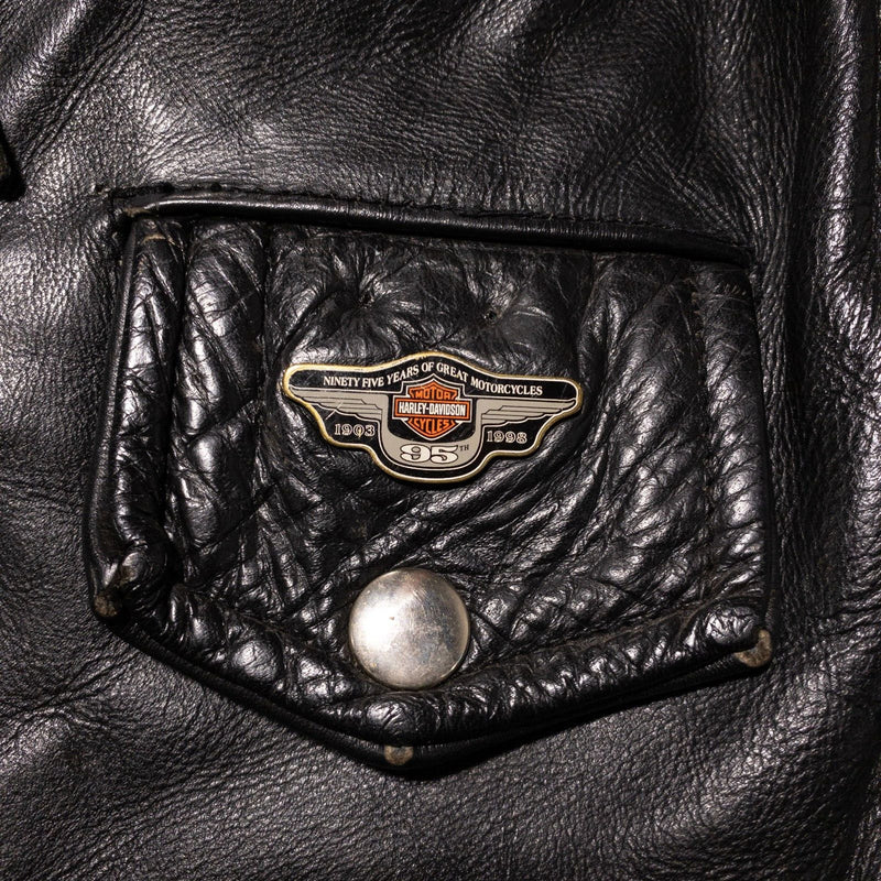Vintage Leather Fringe Biker Jacket Women's Fits M/L 90s Black Motorcycle Pins