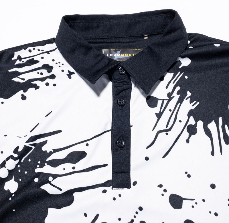 Loudmouth Golf Polo 2XL Men's Shirt Splatter Paint Black White Wicking Stretch