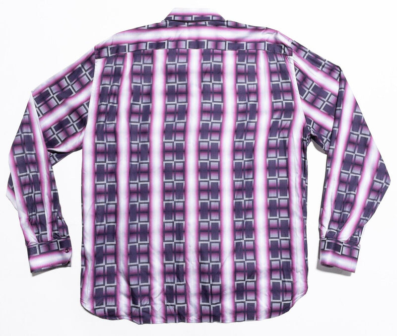 Hammer Made Shirt Men's 18.5/46 Purple Pink Geometric Long Sleeve Dress Shirt