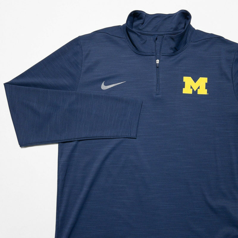 Michigan Wolverines Men's Large Nike Dri-Fit 1/4 Zip Navy Blue Activewear Jacket