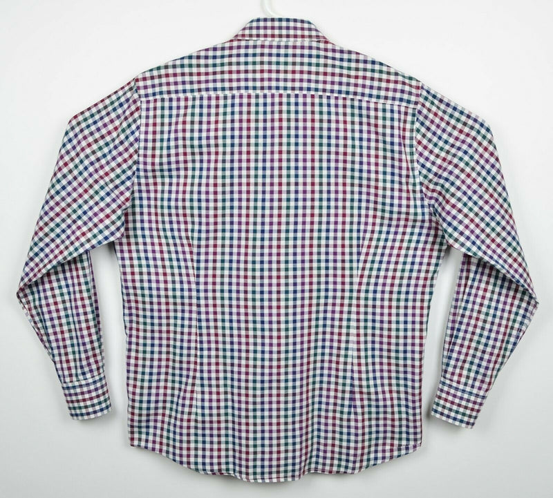 Barbour Men's Large Tailored Fit "Bibury" Red Purple Check Button-Down Shirt