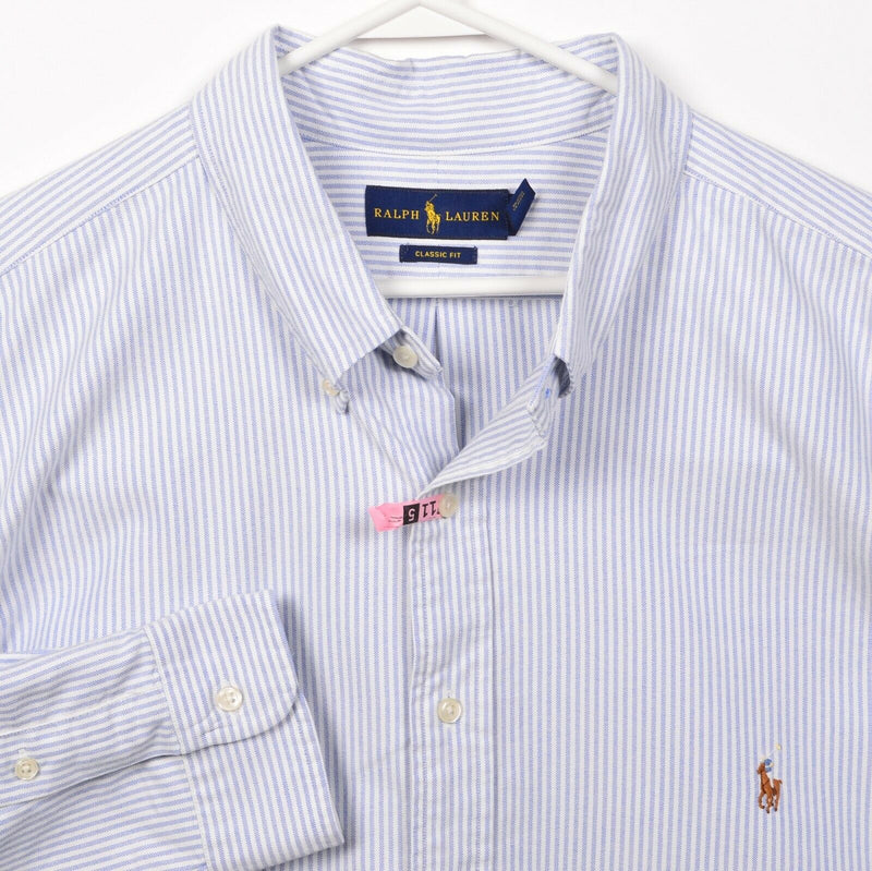 Polo Ralph Lauren Men's 3XB (3XL Big) Classic Fit Blue Striped Button-Down Shirt