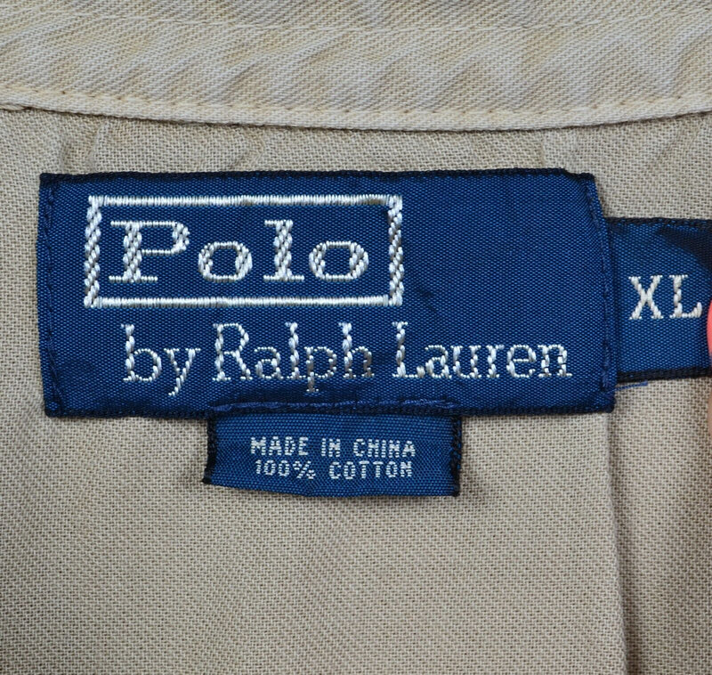 Polo Ralph Lauren Men's XL Shoulder Epaulets Pockets Military Safari Polo Shirt