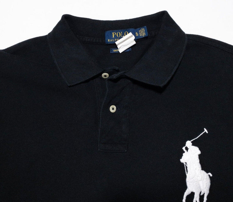 Polo Ralph Lauren Big Pony XL Slim Fit Men's Shirt Solid Black Short Sleeve