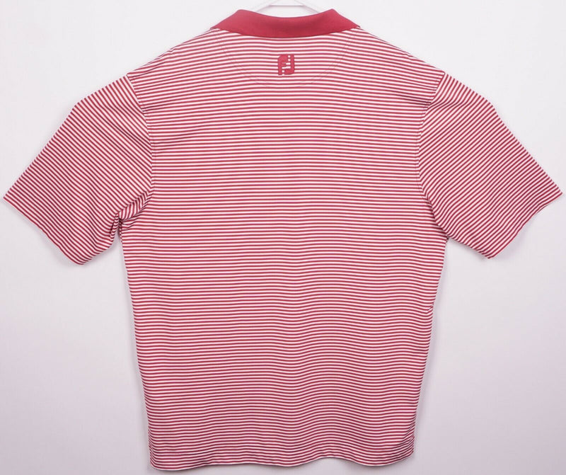 FootJoy Men's Large Logo Collar Tour Issue Red White Striped Golf Polo Shirt