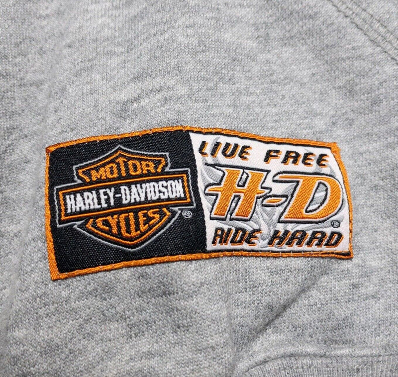 Harley-Davidson Full Zip Hoodie Men's Medium Gray Biker Logo Live Free H-D