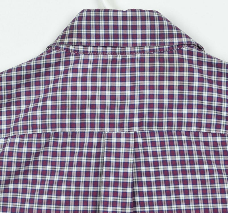 Brunello Cucinelli Men's XL Basic Fit Purple Plaid Italy Button-Front Shirt