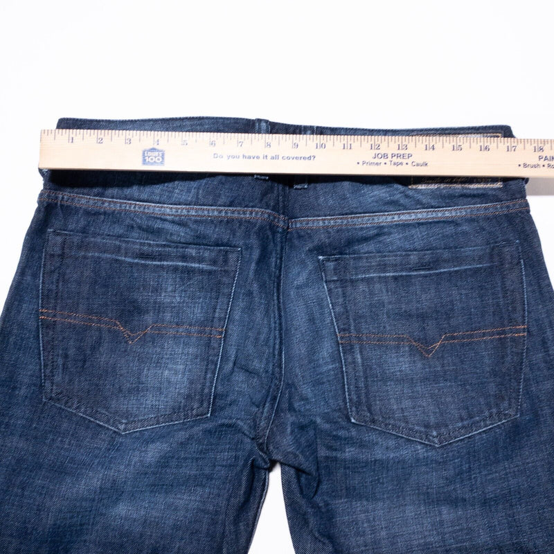 Diesel Zathan Jeans Men's 34x36 Regular Bootcut Flare Dark Wash Distressed Denim