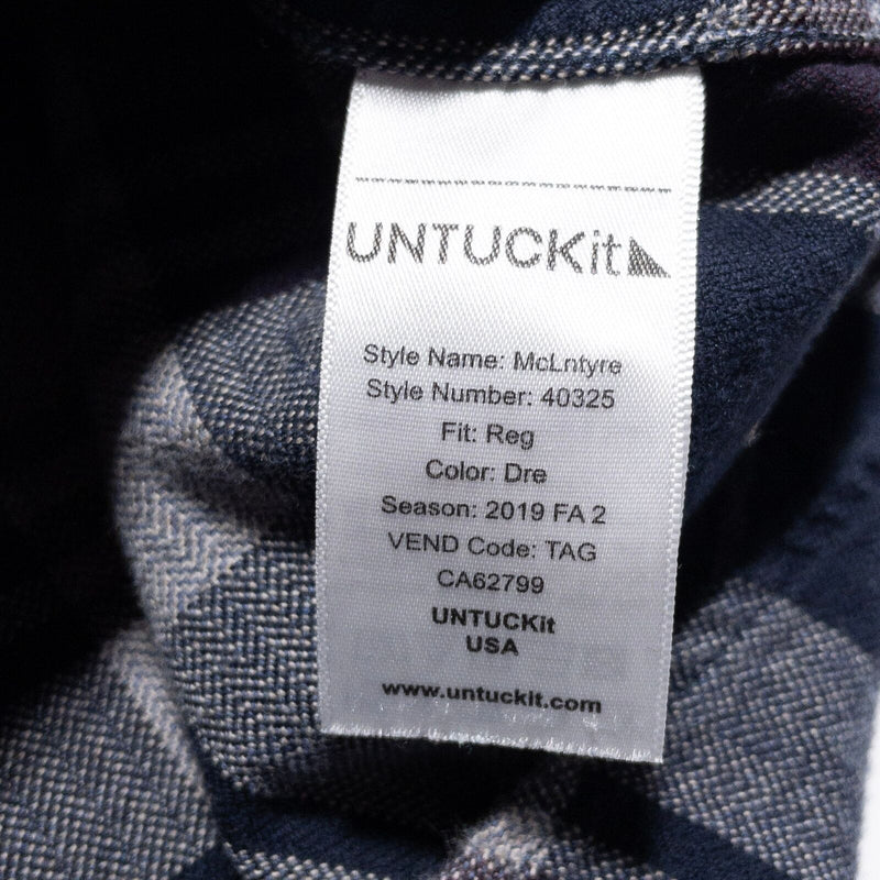 UNTUCKit Flannel Shirt Men's Large Navy Blue Plaid McLntyre Long Sleeve