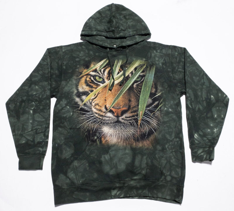 The Mountain Tiger Hoodie Men's Medium Pullover Sweatshirt Green AOP All Over