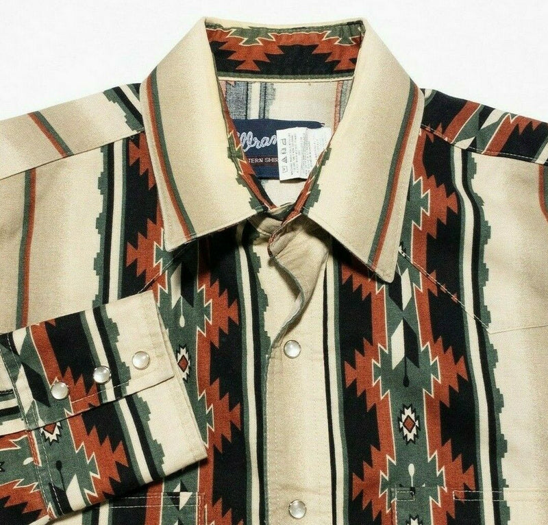 Wrangler Pearl Snap Aztec Men's Medium Navajo Stripe Western Rockabilly Shirt