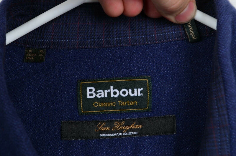 Barbour Classic Tartan Men's Large Navy Sam Heughan "Craghill" Flannel Shirt