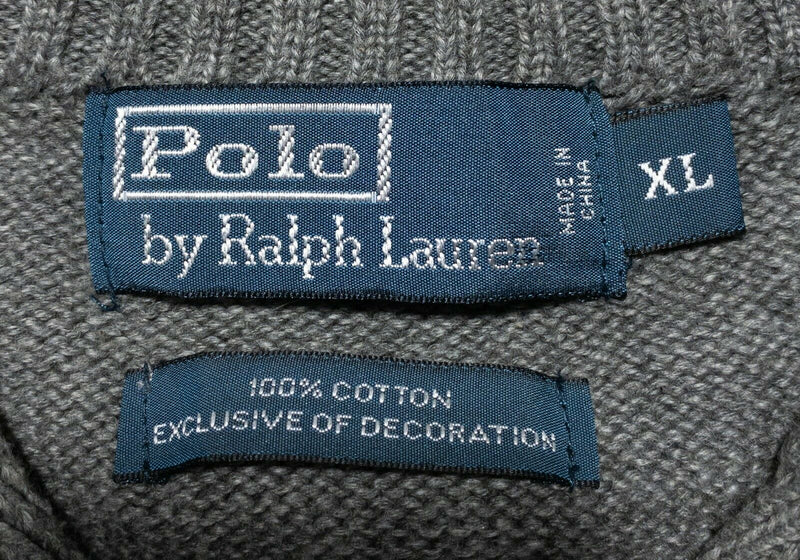 Polo Ralph Lauren Men's XL Gray Henley 3-Button Mock Neck Pullover Knit Sweater