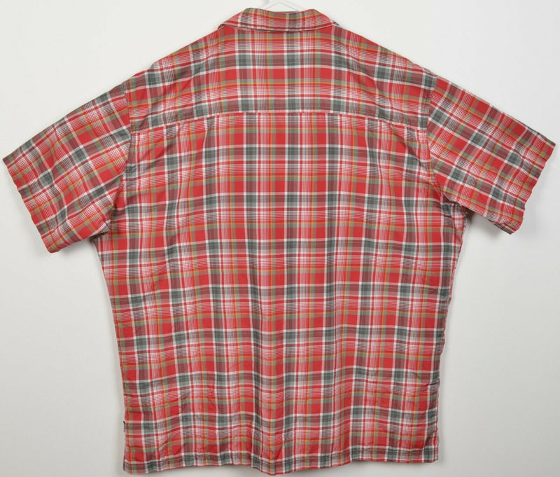 Kuhl Eluxur Men's XL Red Plaid Hiking Travel Polyester Ionik Button-Front Shirt