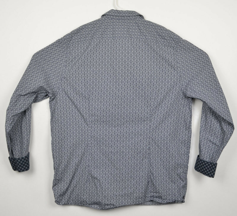 Ted Baker London Men's 7 Flip Cuff Gray Swirls Geometric Button-Front Shirt