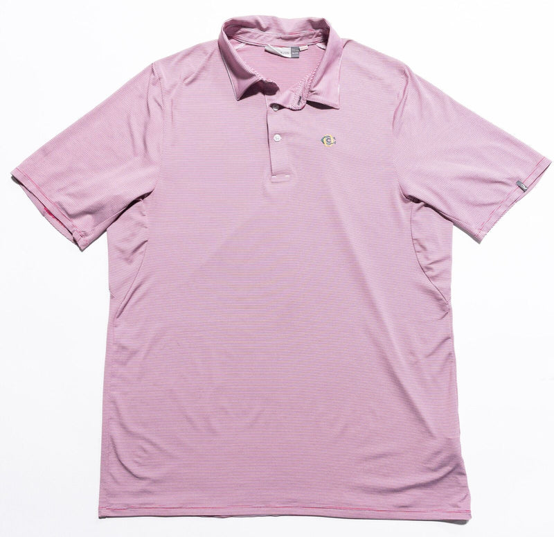 KJUS Golf Polo Shirt Mens 2XL/56 Pink Soren Stripe Wicking UPF 50+ Short Sleeve