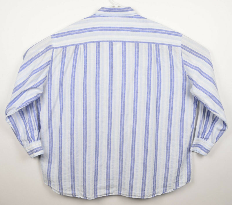 Paul & Shark Yachting Men's 3XB Linen Blue Striped Italy Button-Down Shirt