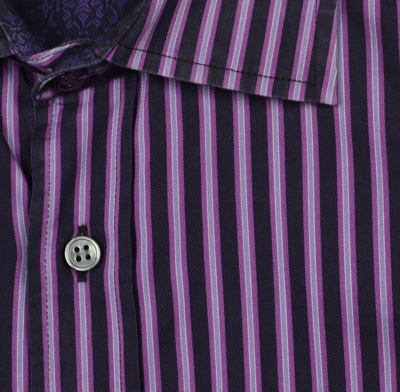 Ted Baker London Archive Men's 15.5 French Cuff Purple Striped Dress Shirt