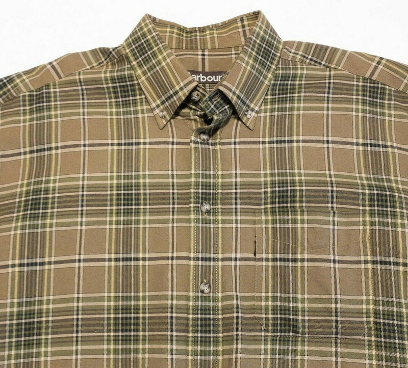 Barbour Shirt Men's Large Beacon Brand South Shields Button-Down Brown Plaid