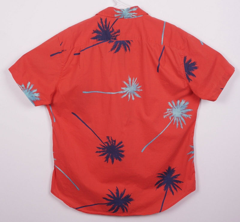 Bonobos Men's Large Slim Fit Floral Palm Tree Red Short Sleeve Button-Down Shirt