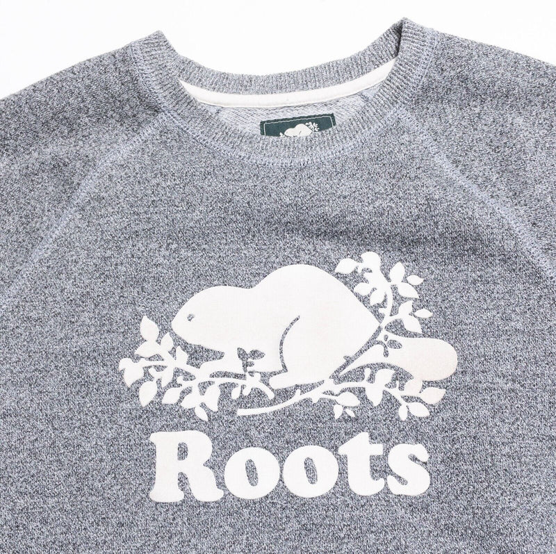 Roots Canada Sweatshirt Women's Large Beaver Logo Pullover Crewneck Gray