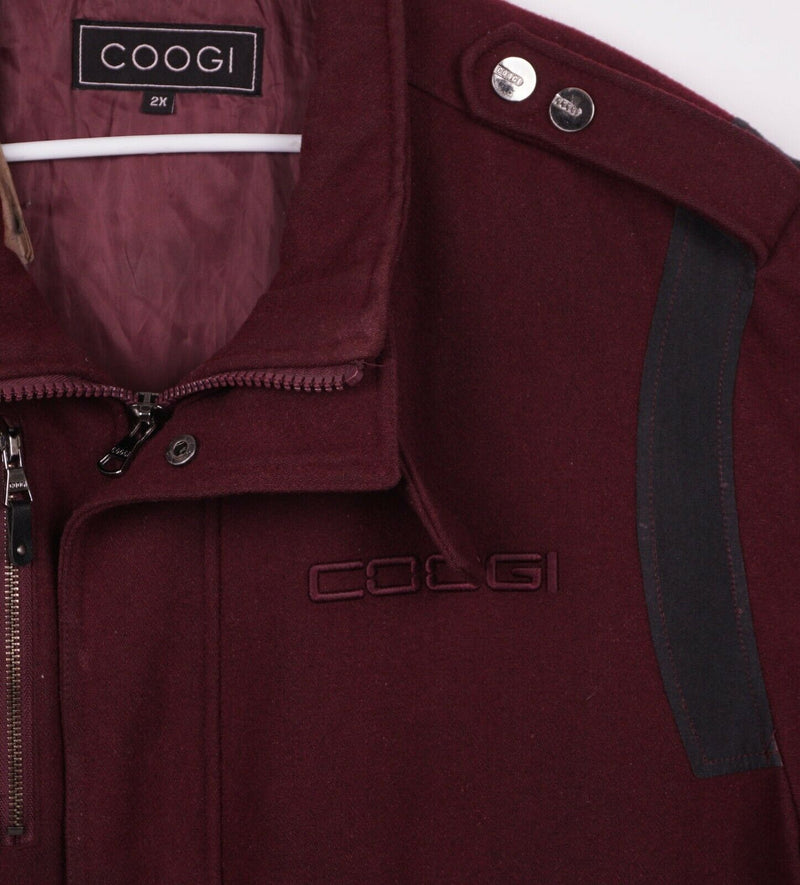 COOGI Men's 2XL Wool Blend Insulated Burgundy Red Heavy Bomber Jacket