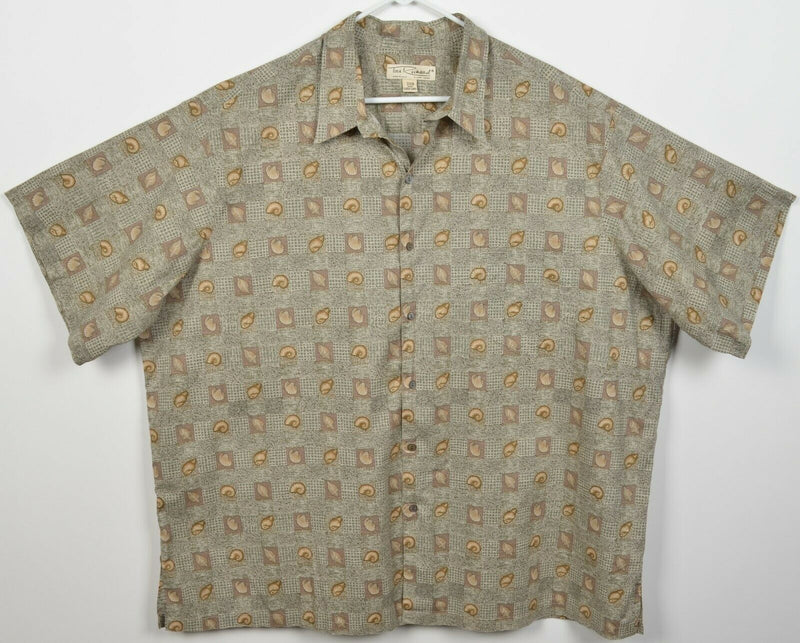 Tori Richard Men's 3XB (3XL Big) Brown Shell Print Cotton Lawn Hawaiian Shirt