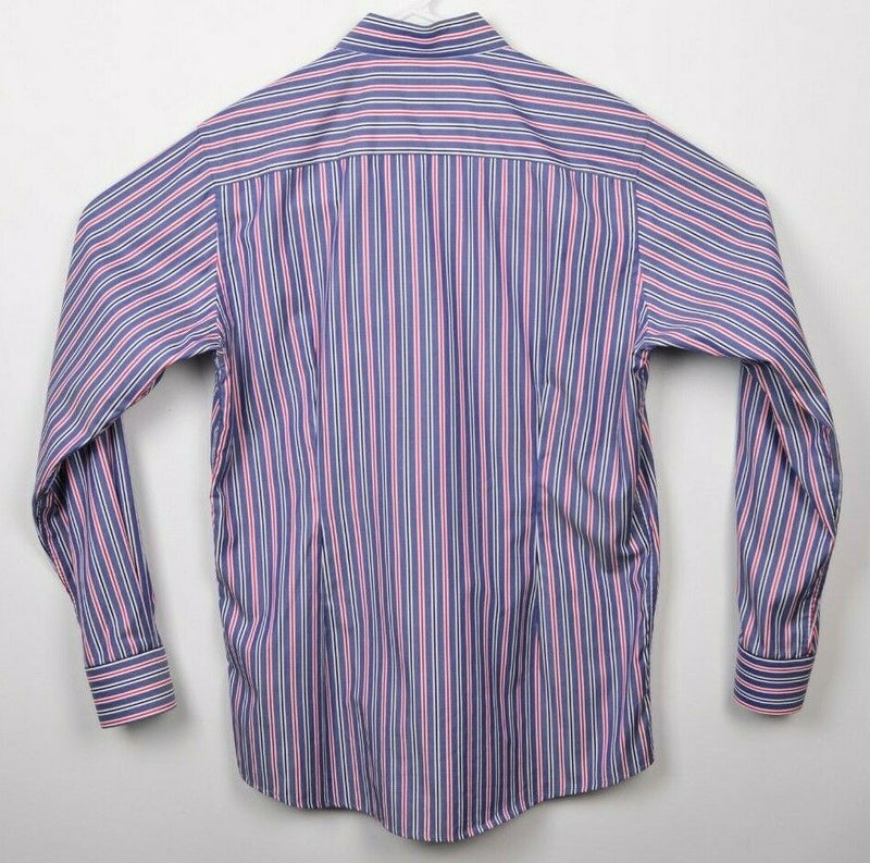 ETON Contemporary Men's 16.5/42cm Blue Red Striped Button-Front Dress Shirt
