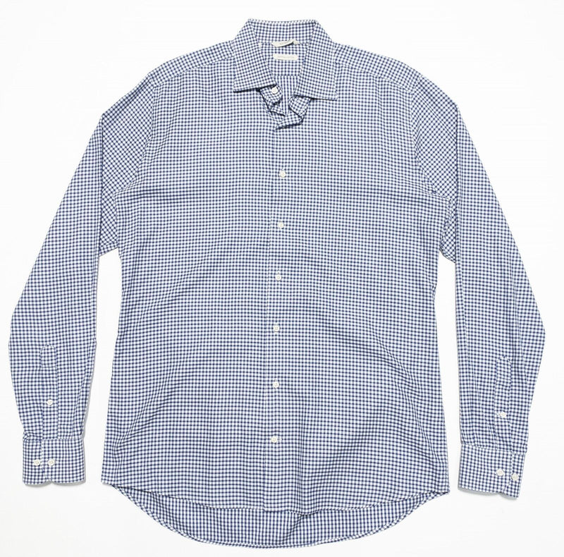 Suitsupply Shirt 16.5 (Large 42) Blue White Shepherd Check Long Sleeve Button-Up