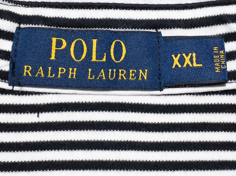 Polo Ralph Lauren XXL Polo Shirt Men's Black White Striped 2XL Short Sleeve