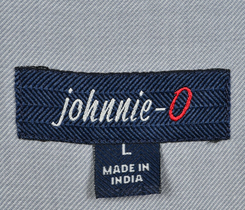 Johnnie-O Men's Large Blue/Gray Surfer Logo Preppy Pocket Button-Down Shirt