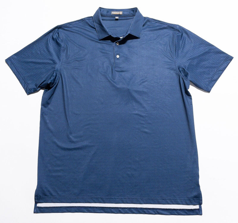 Peter Millar Summer Comfort Polo 2XL Mens Shirt Blue Star Geometric Wicking Golf