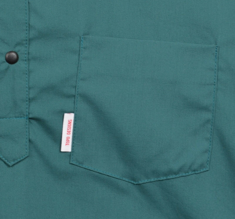 Topo Designs Men's Medium Green Snap Button USA Made Pocket Short Sleeve Shirt