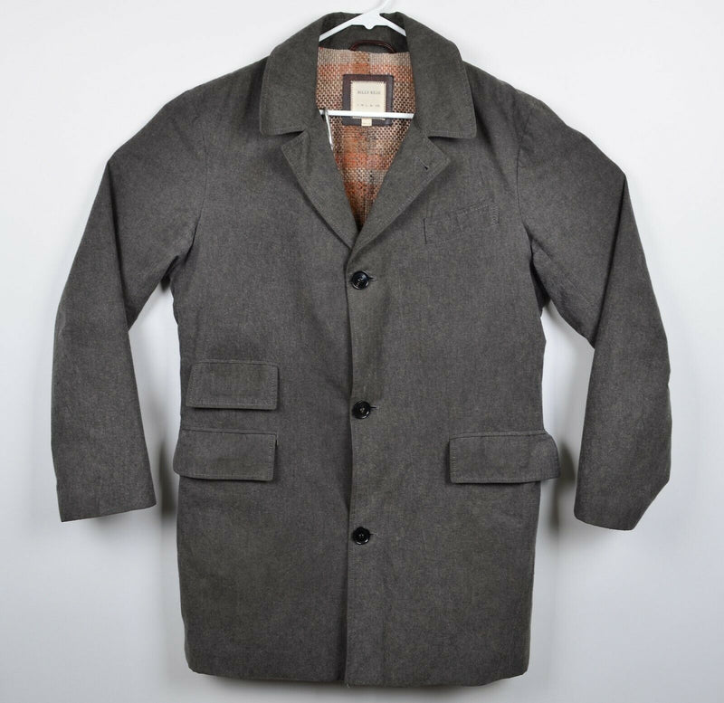 Billy Reid Men's Large Wool Blend Lined Heather Gray Made in Italy Trench Coat