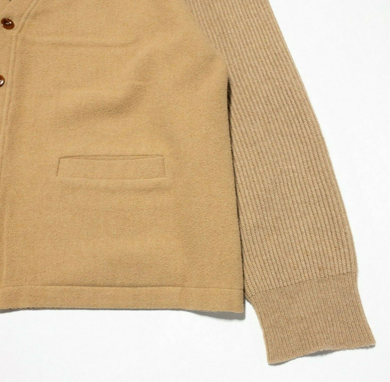 Orvis Camel Hair Cardigan Sweater Knit Tan V-Neck Button-Front Men's XL