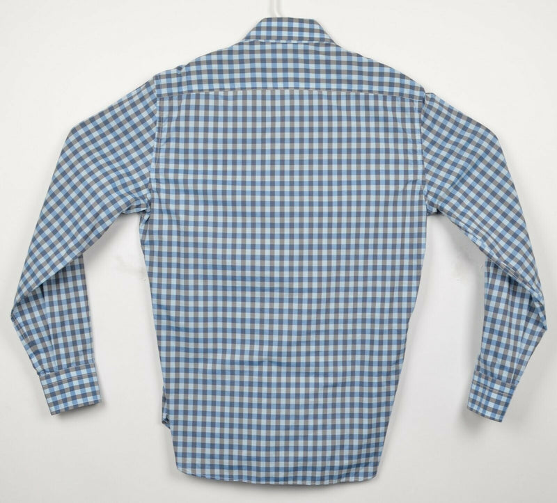 Culturata Roma Men's Small Classic Fit Blue Plaid Italy Button-Front Shirt