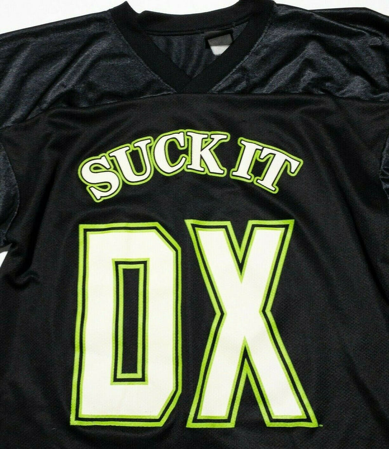 WWE Degeneration X Suck it DX 69 Football Jersey 90s Black Lime Green Fits S/M