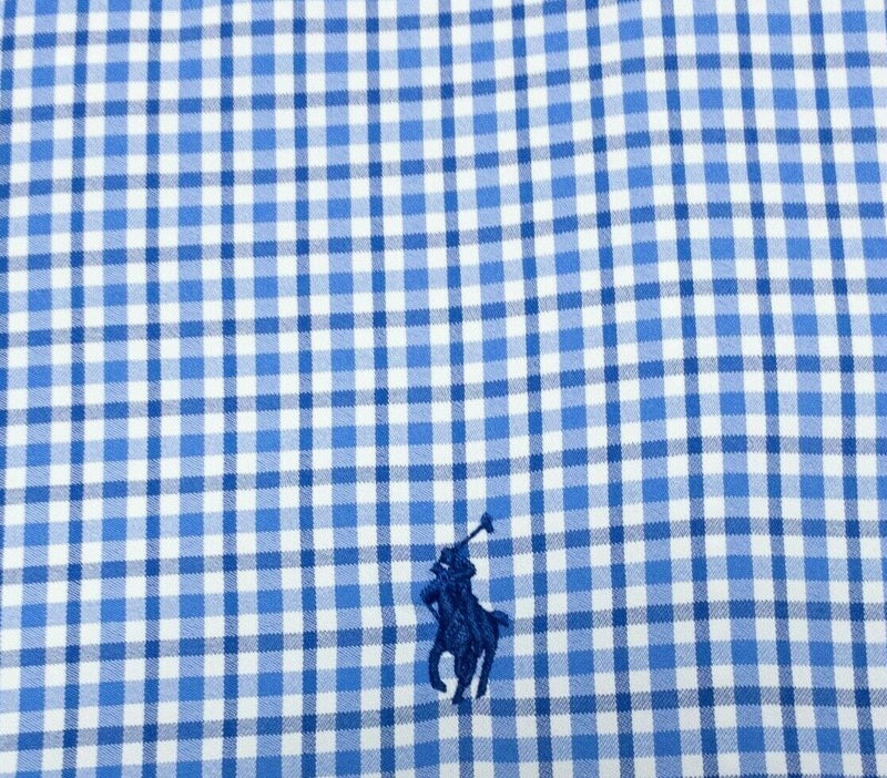 Polo Ralph Lauren Performance Dress Shirt Nylon Wicking Blue Check Men's Medium