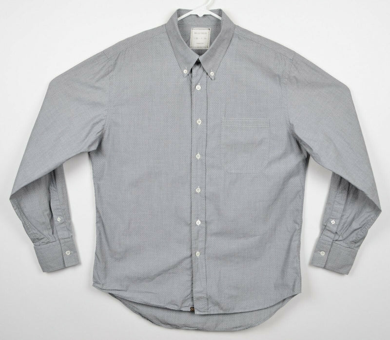 Billy Reid Men's Sz Medium Standard Cut Gray Polka Dot Button-Front Shirt